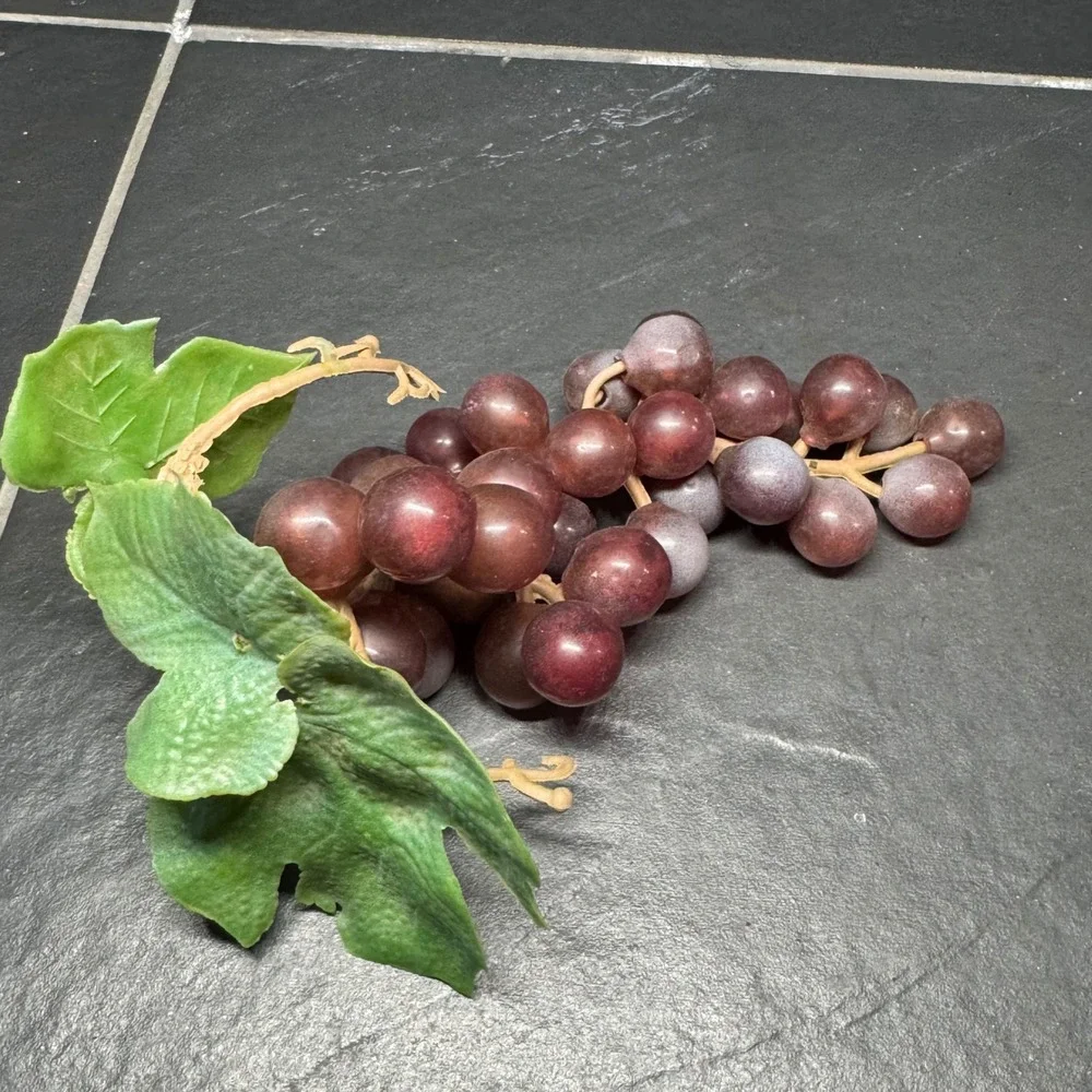 Vintage‎ MCM Artificial Grapes Faux Fruit Clusters Purple Green Black 3pc Set